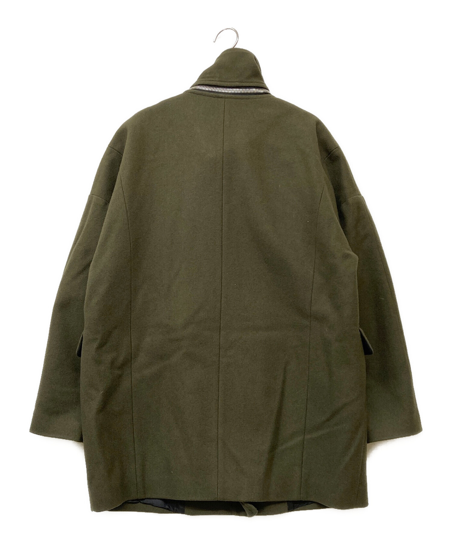 MSGM ロングコート グリーン 中古・古着通販】MSGM (エムエスジーエム) ウールジップコート