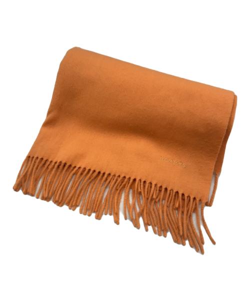 ❤お得なお品❤クリーニング済み カシミヤマフラー 大判 ライトピンク エルメス HERMES エルメス カシミヤ100% 大判ストール マフラー ピンク ロゴ刺繍