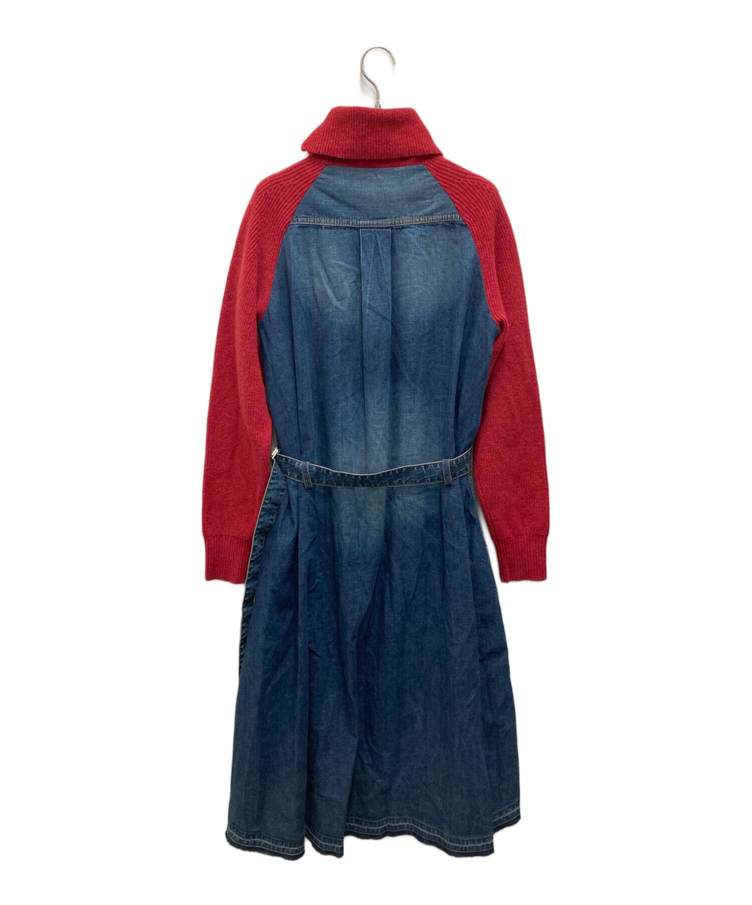 sacai ドッキング　デニムワンピース 中古・古着通販】sacai (サカイ) タートルネックニットドッキング