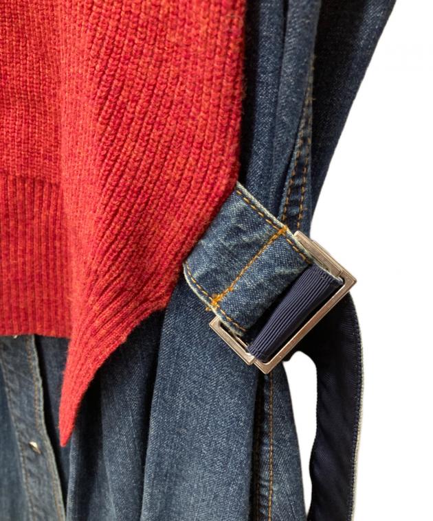 希少✨sacai デニムジャケット ブルゾン ニット 異素材ドッキング 変形 sacaiデニムドッキングニット 希少✨sacai デニムジャケット ブルゾン