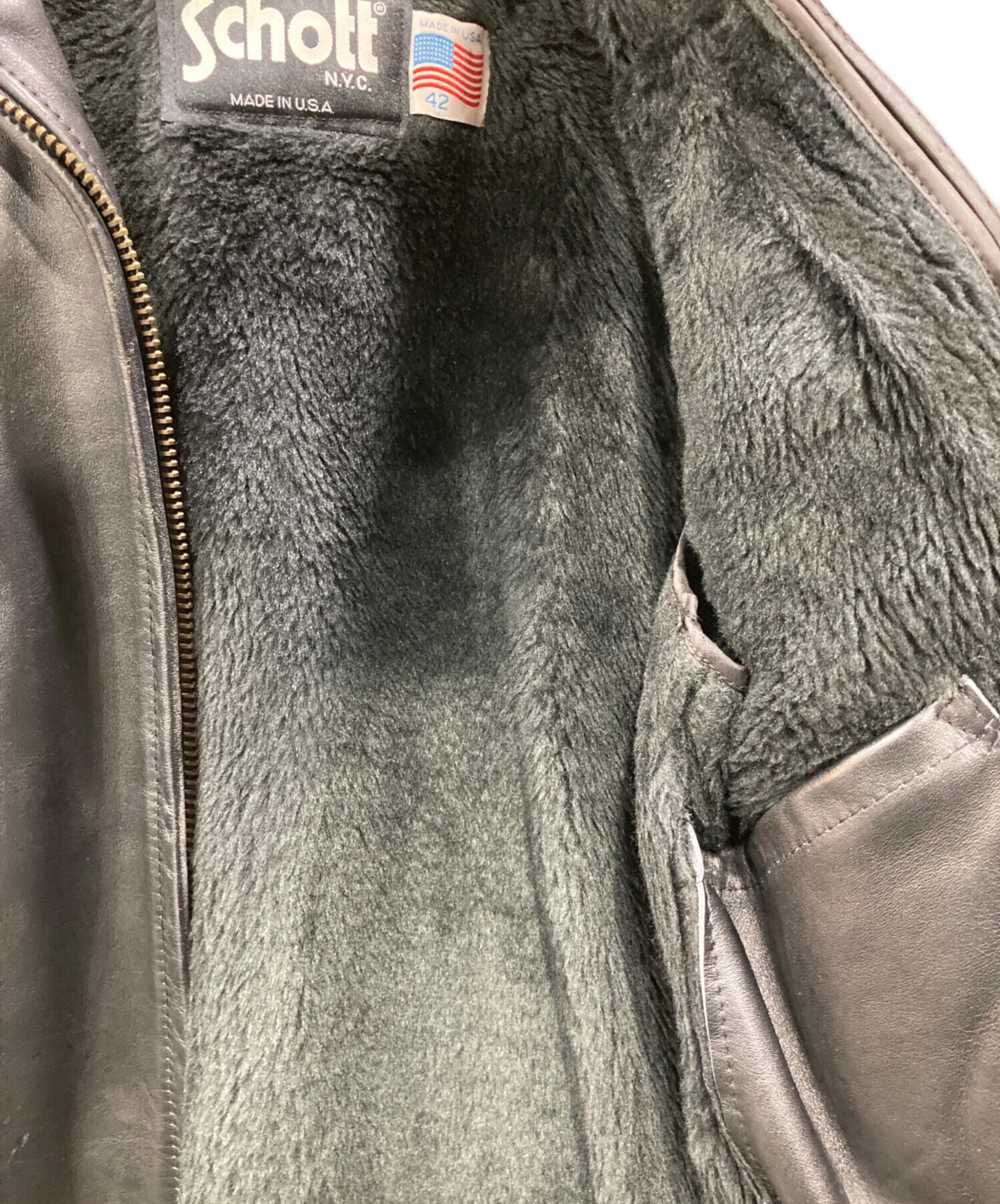 SCHOTTショット　シングルレザージャケット　ボアライナー付属　サイズ40 schott ショット ボアライナー付 シングル ライダース