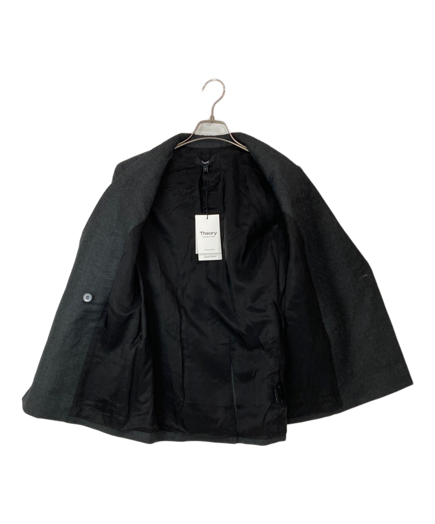 未使用　24AW セオリー　SLEEK FLANNEL BOXY DB JKT 中古・古着通販】theory (セオリー) Sleek Flannel Boxy DB JKT グレー