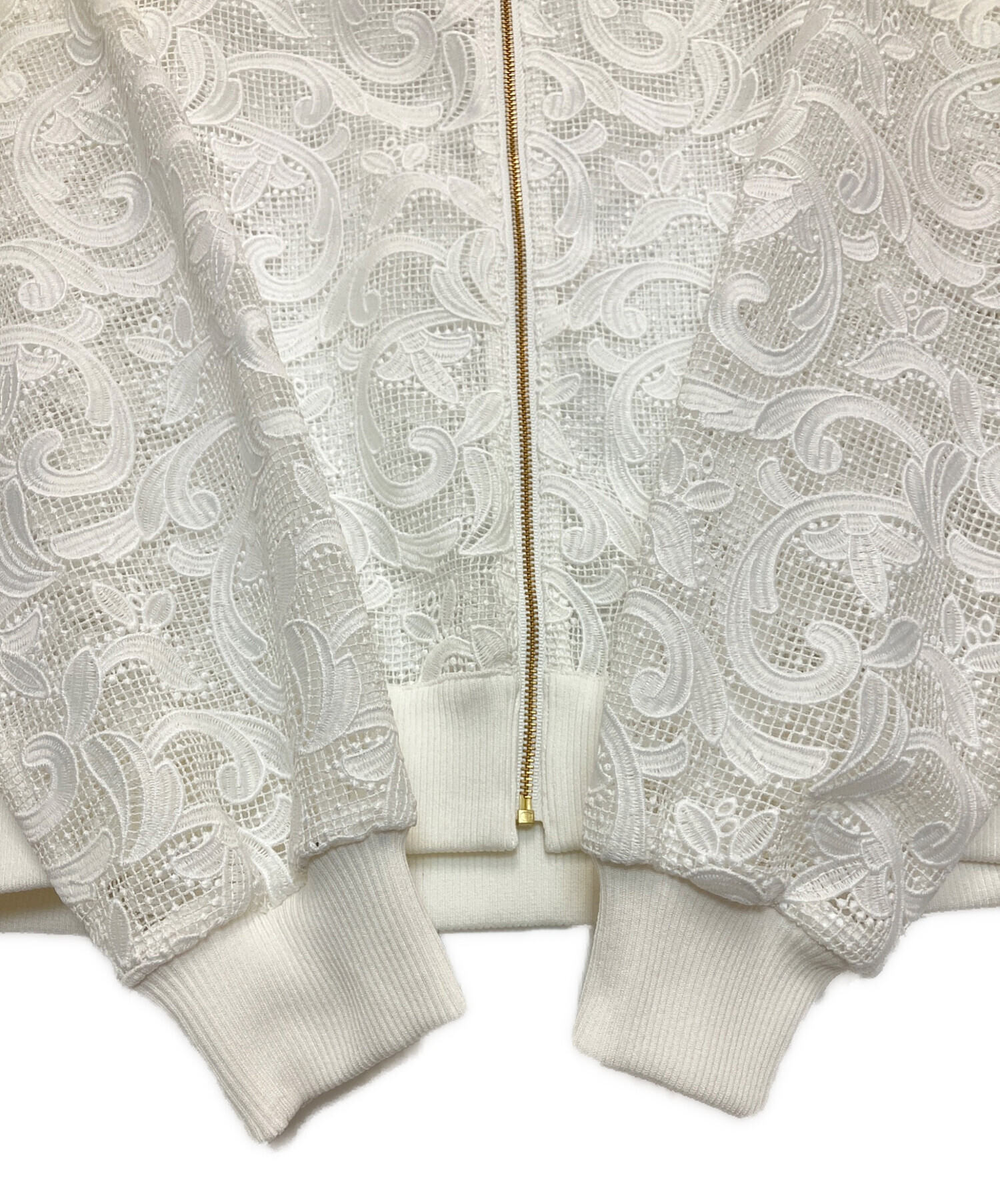 中古・古着通販】ANAYI (アナイ) レースブルゾン ホワイト サイズ:38