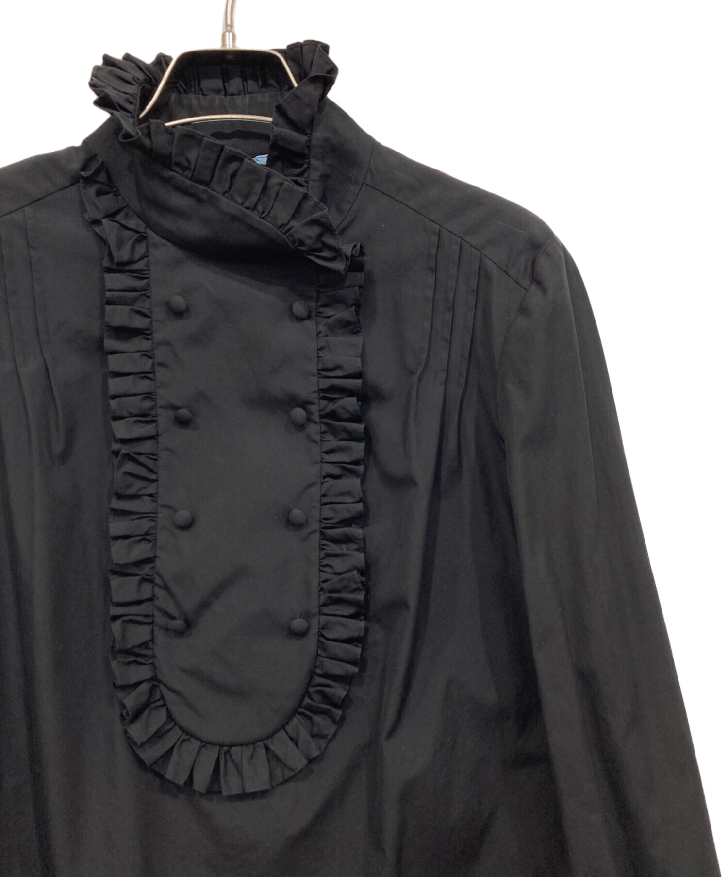 中古・古着通販】PRADA (プラダ) フリルブラウス ブラック サイズ:42 