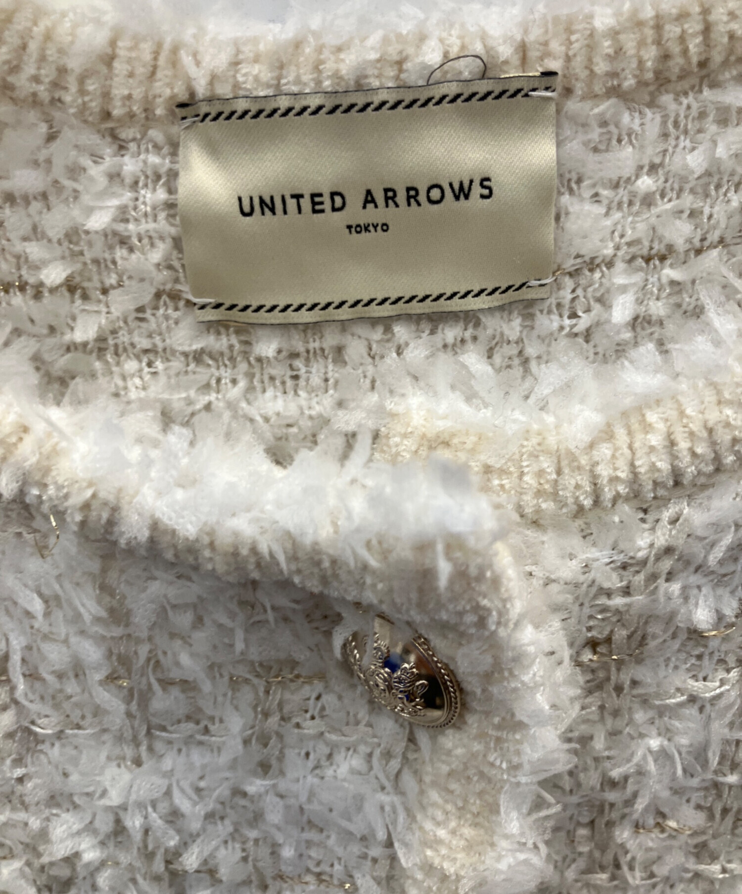 ユナイテッドアローズ　ツイードモールパイピングカーディガン　ホワイト UNITED ARROWS（ユナイテッドアローズ）の「ツイード モール