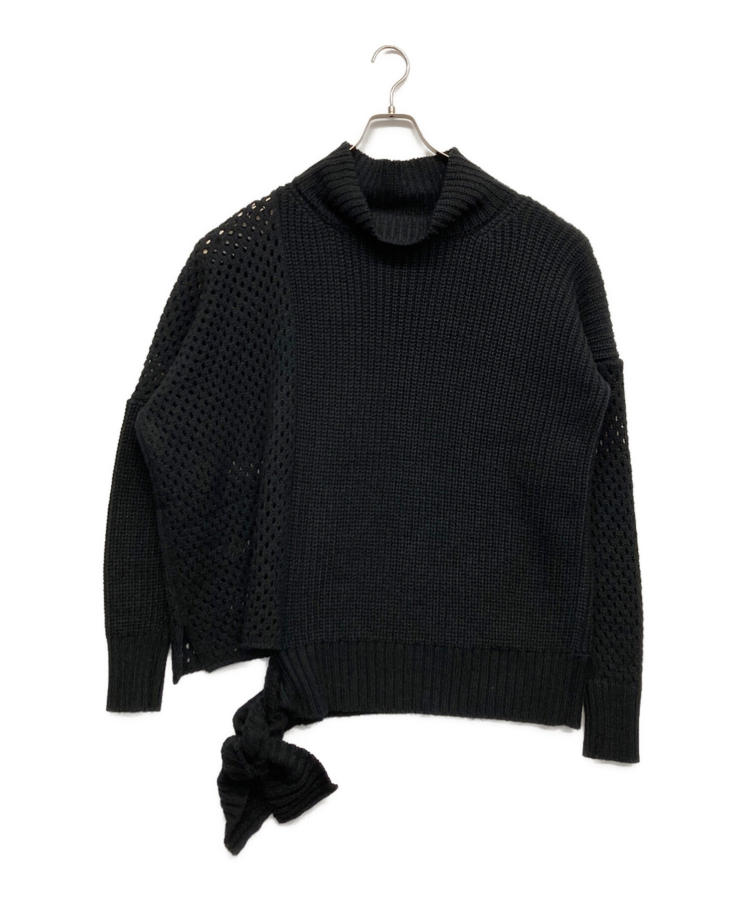 【新品未使用】SULVAM MESH ASYMMETRY KNIT 中古・古着通販】sulvam (サルバム) Mesh asymmetry knit ブラック