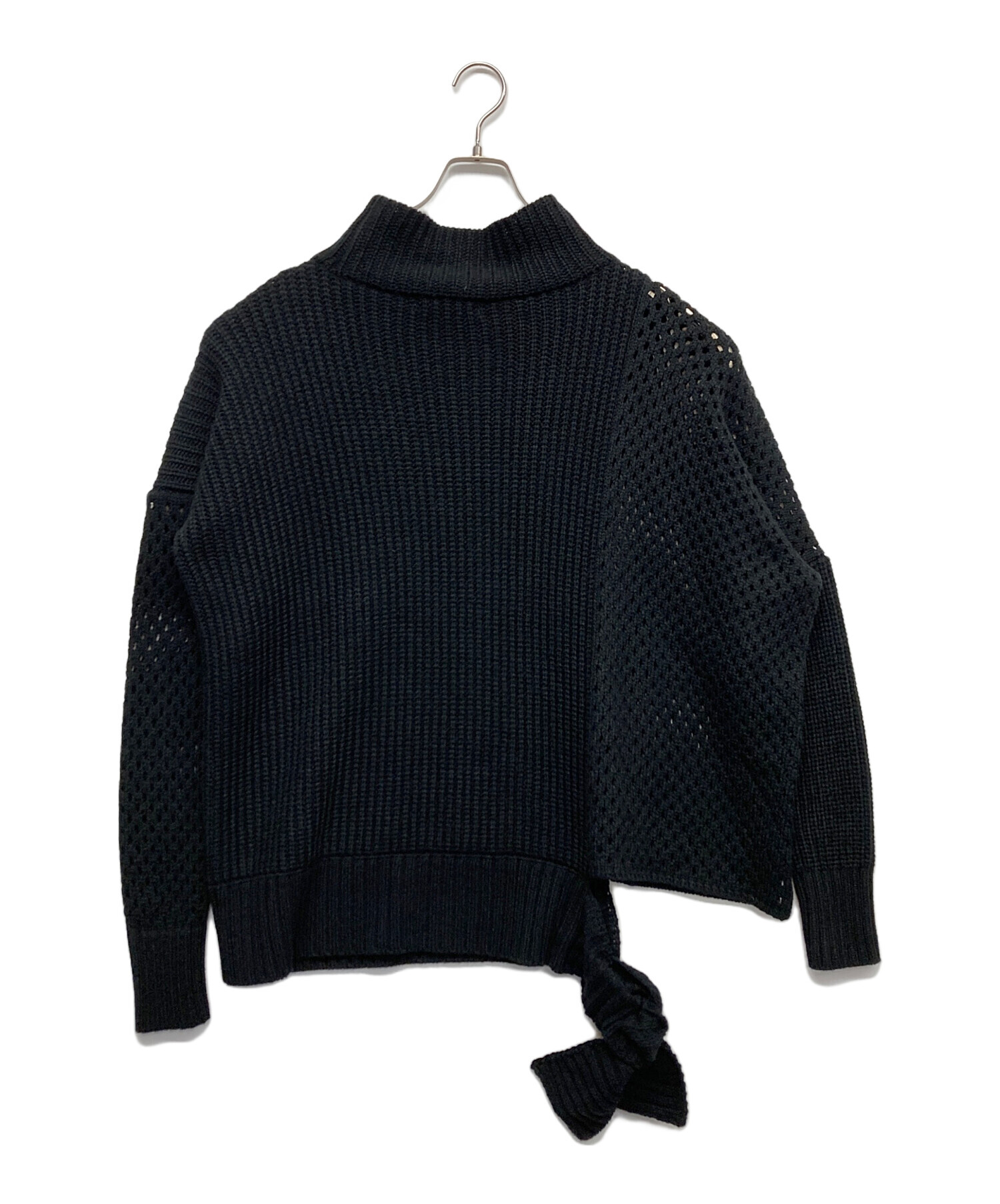 中古・古着通販】sulvam (サルバム) Mesh asymmetry knit ブラック 
