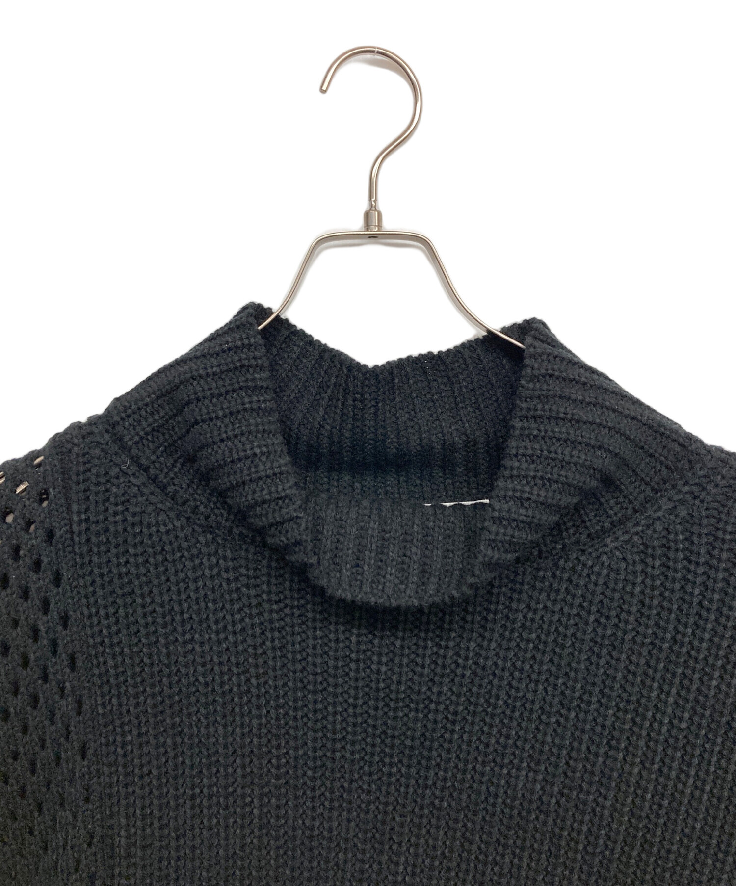 中古・古着通販】sulvam (サルバム) Mesh asymmetry knit ブラック 