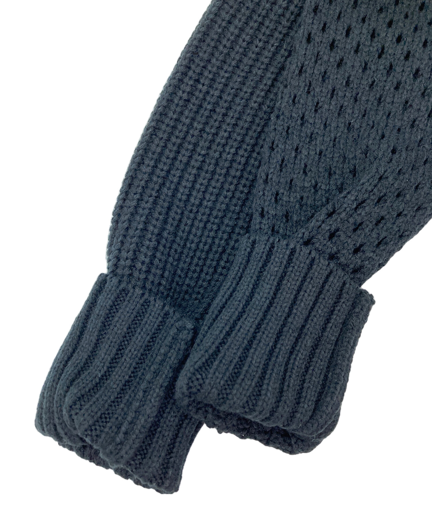 中古・古着通販】sulvam (サルバム) Mesh asymmetry knit ブラック