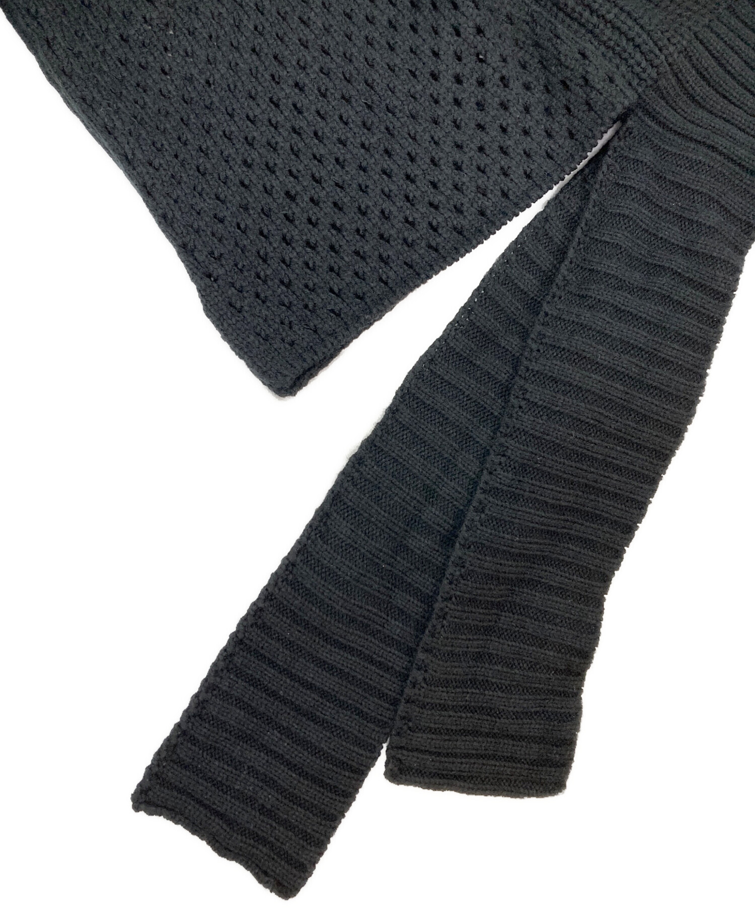 中古・古着通販】sulvam (サルバム) Mesh asymmetry knit ブラック