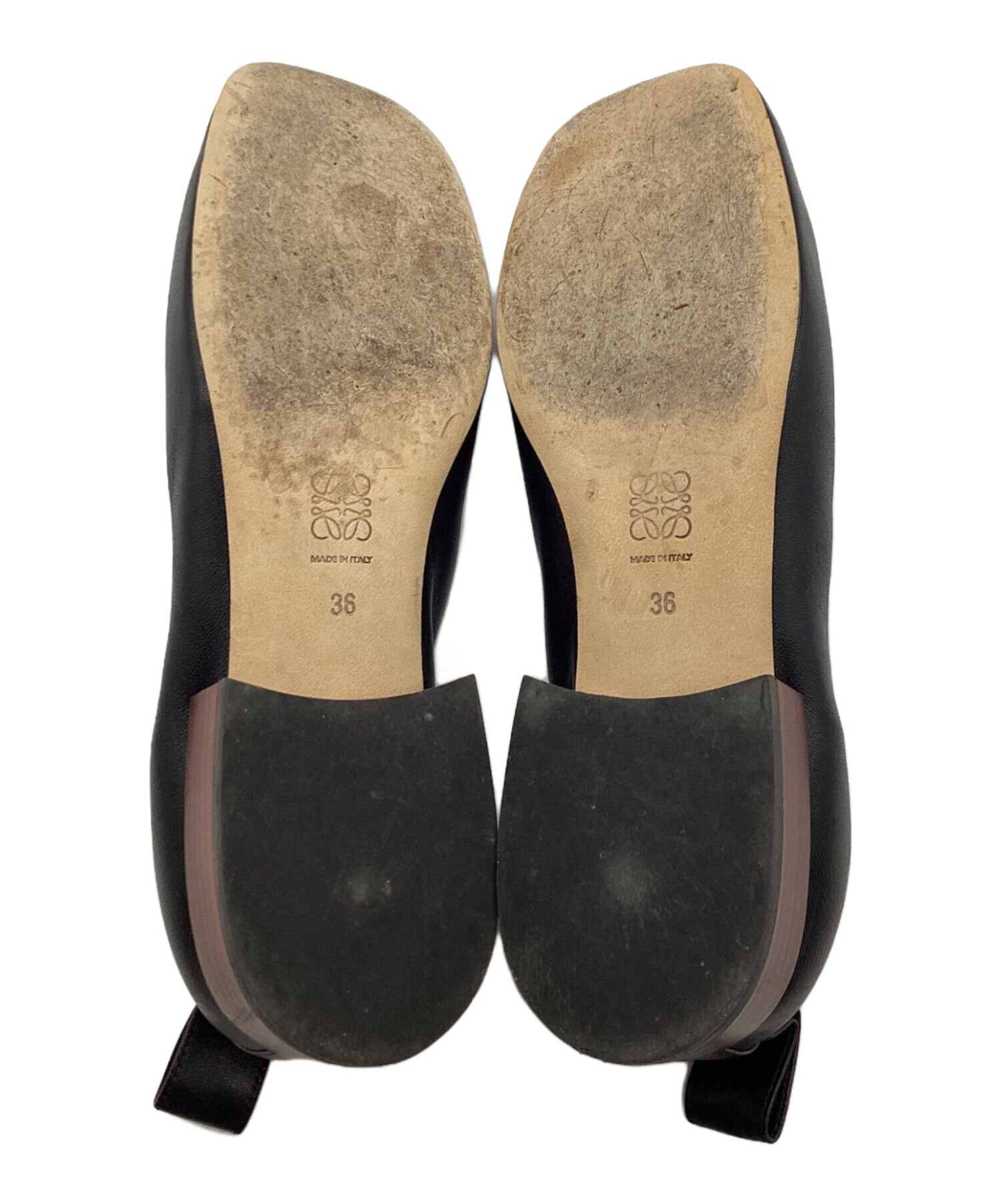 中古・古着通販】LOEWE (ロエベ) スクエアトゥーパンプス ブラック