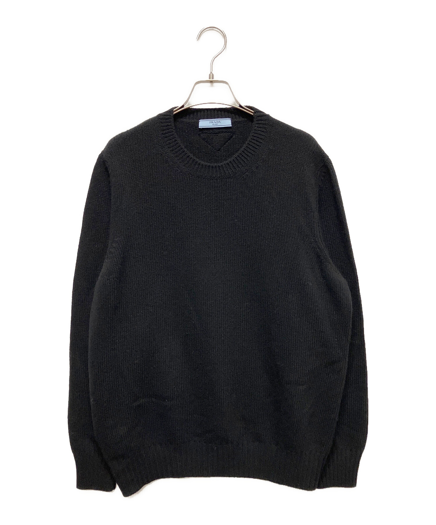極美品☆PRADA プラダ P24A3Z バージンウール カシミヤ トライアングルロゴ 長袖 ニット イエロー 40 イタリア製 正規品 レディース 中古・古着通販】PRADA (プラダ) ウール×カシミヤ クルーネック