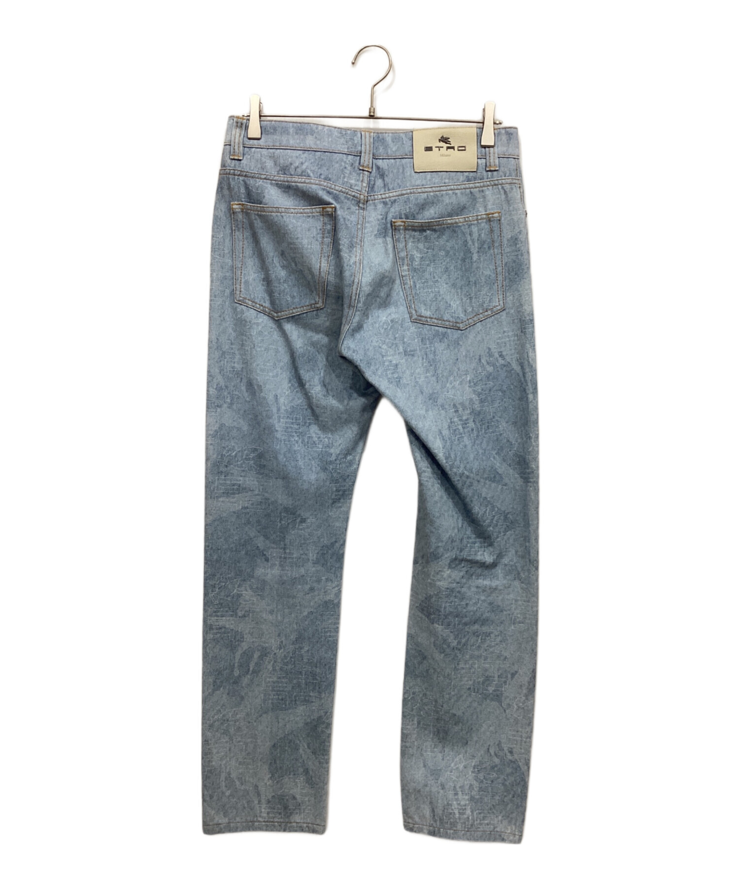 中古・古着通販】ETRO (エトロ) 総柄デニムパンツ ブルー サイズ:76cm 