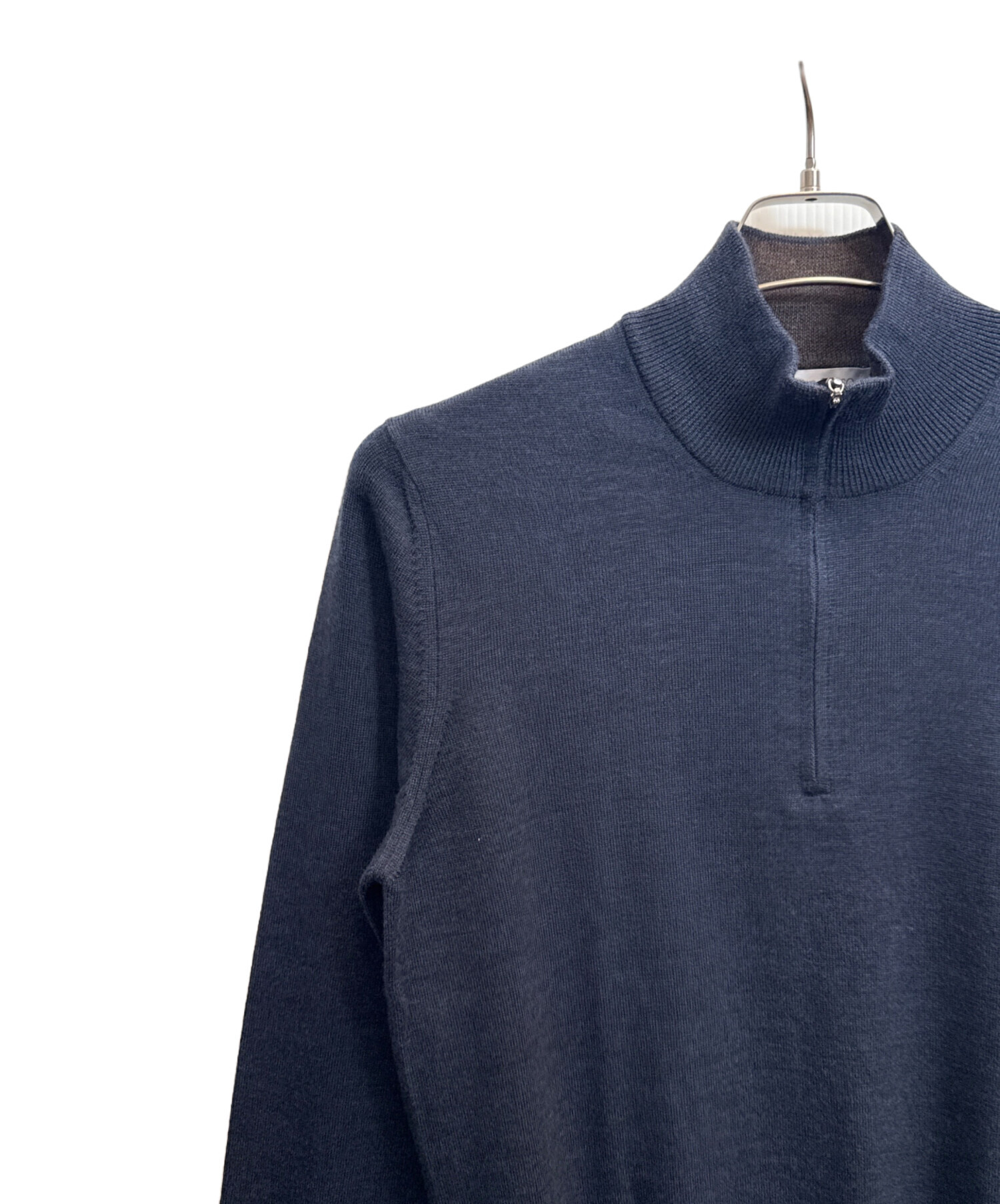 GRAN SASSO ヴァージンウール ハーフジップニット ネイビー 46 中古・古着通販】GRAN SASSO (グランサッソ) ハーフジップニット