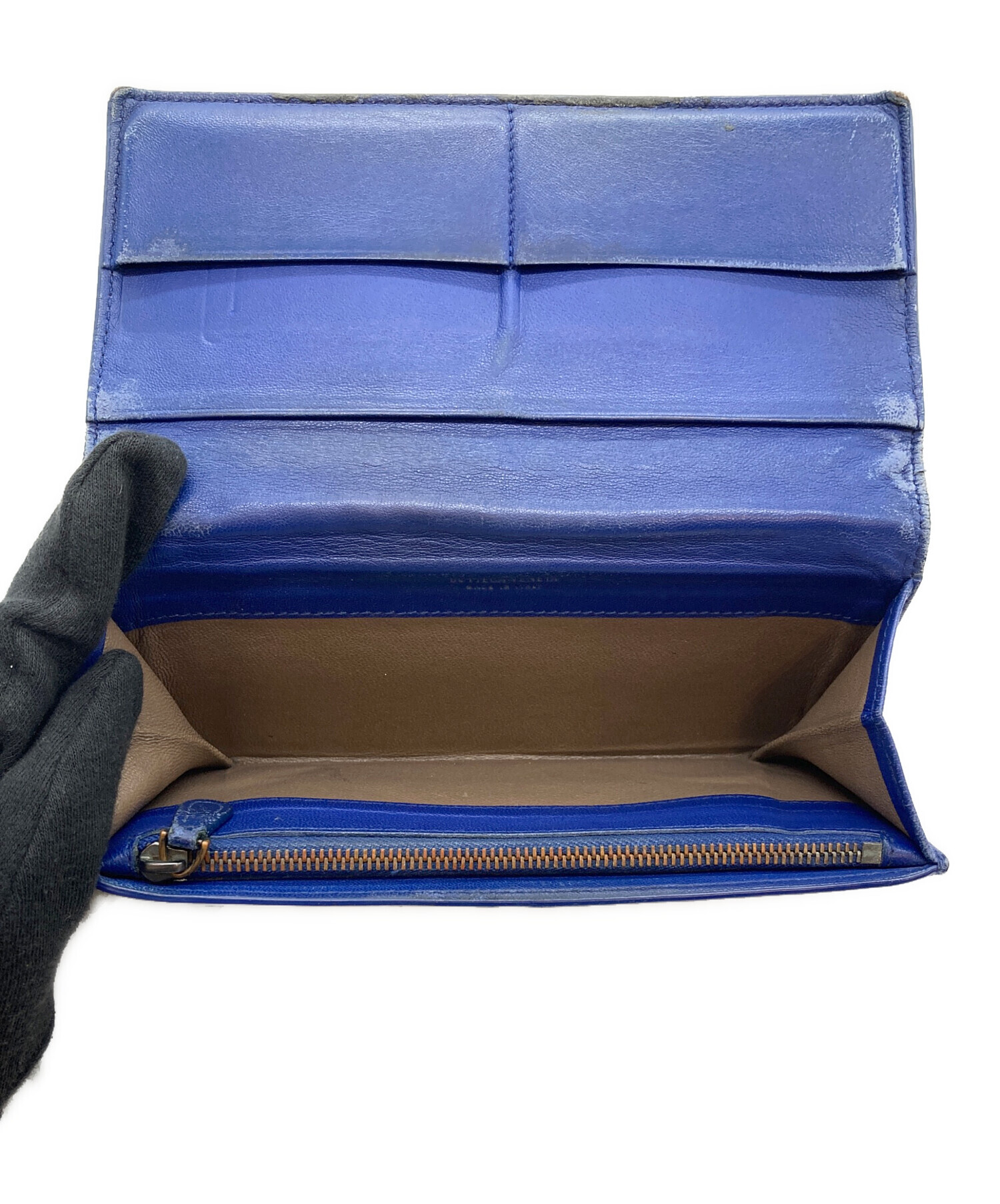 中古・古着通販】BOTTEGA VENETA (ボッテガベネタ) 長財布 ネイビー