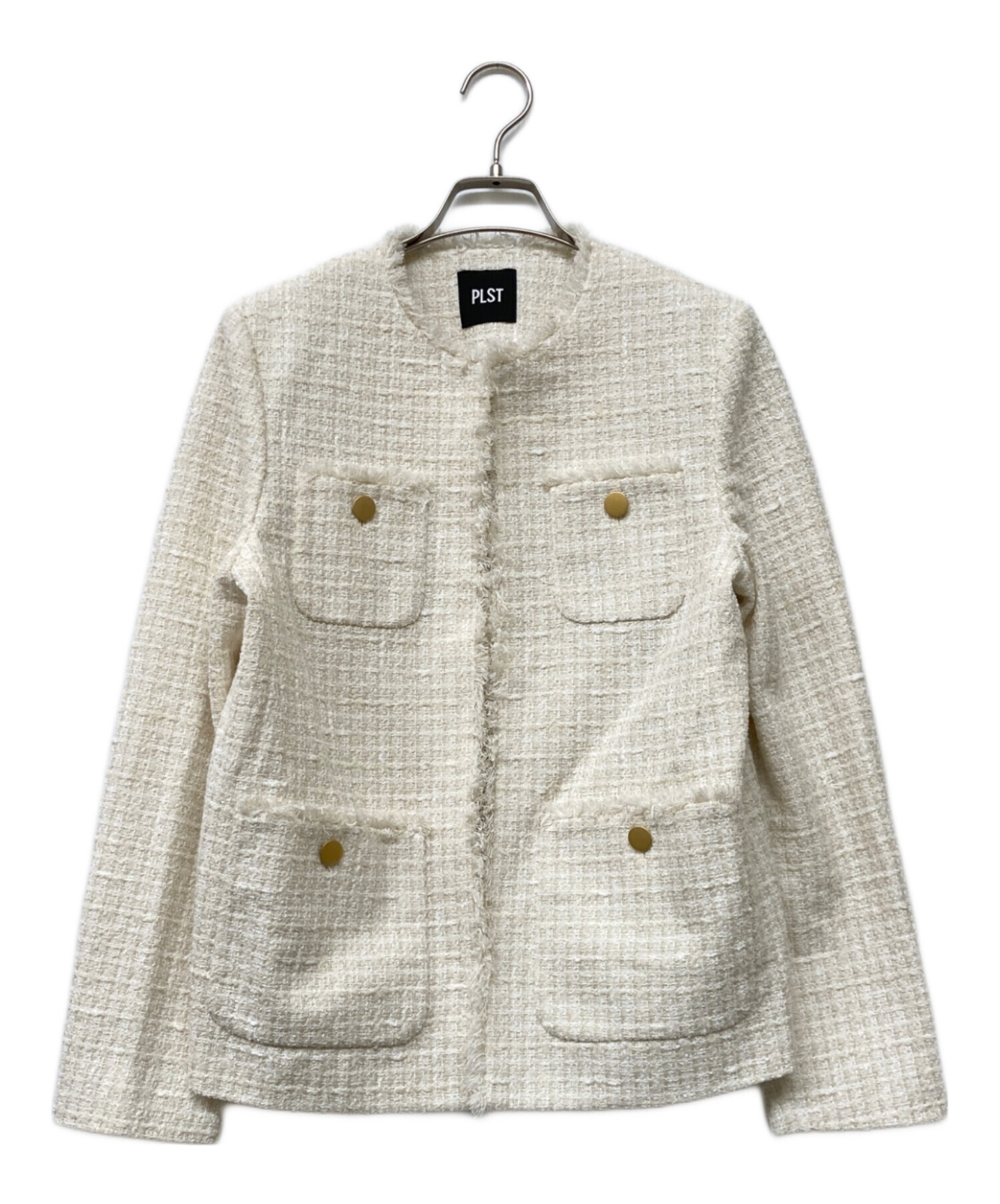 中古・古着通販】PLST (プラステ) ツイードジャケット ホワイト サイズ