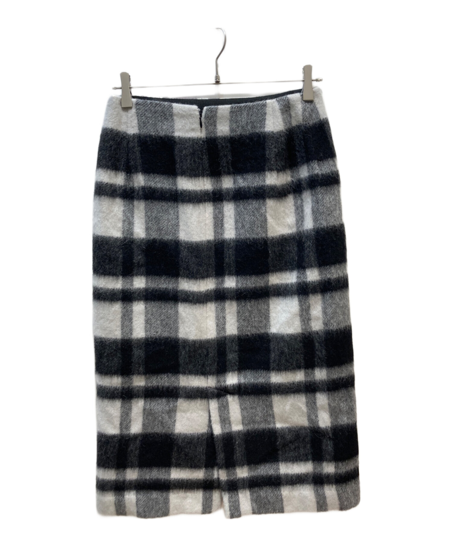 中古・古着通販】INED (イネド) シャギーチェックスカート ブラック