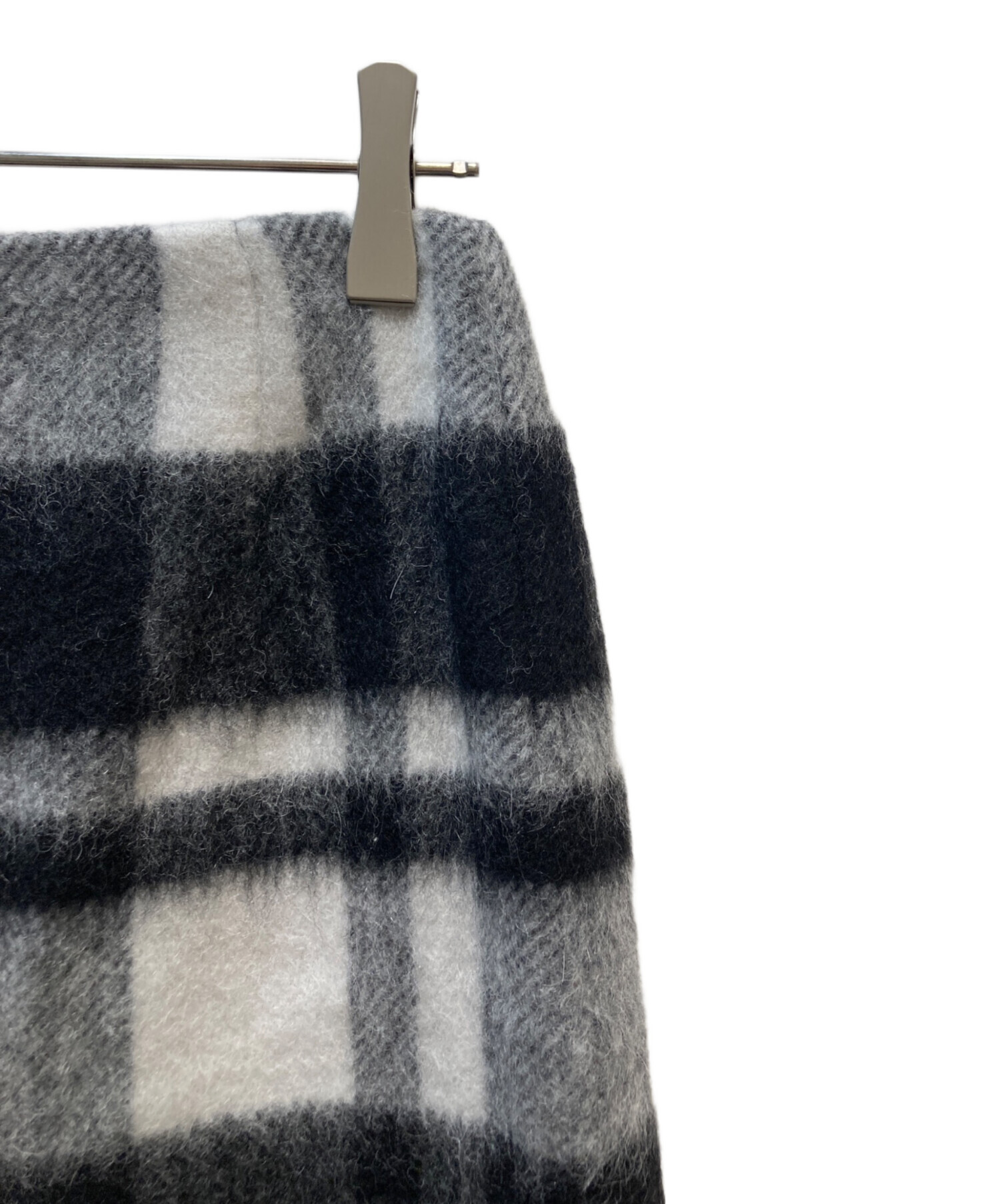 未使用タグ付きINEDイネド　シャギーチェックスカート ウールモヘア混LL日本製 未使用タグ付きINEDイネド シャギーチェックスカート ウールモヘア混LL