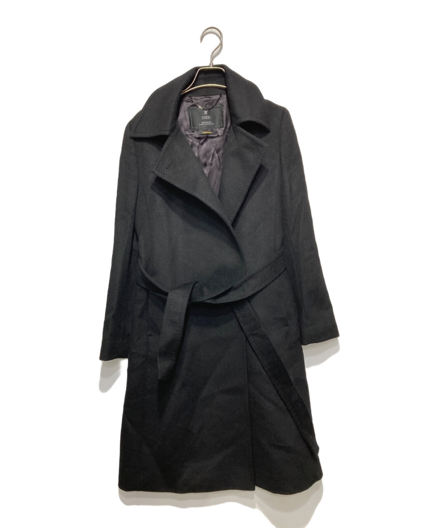 中古・古着通販】INED (イネド) カシミヤコート ブラック サイズ:9