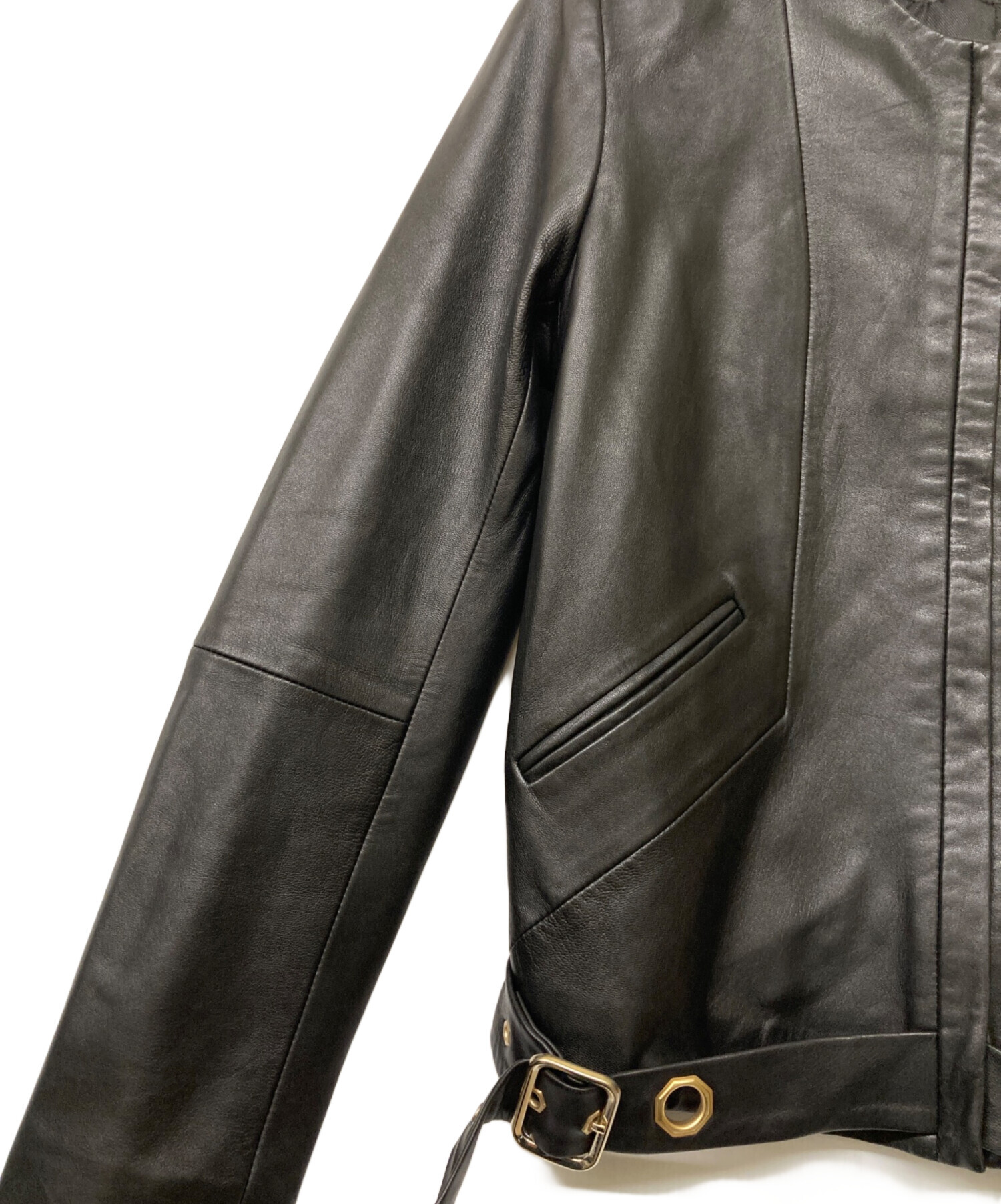 sandro サンドロ　本革　ジャケット　ブラック　ブラウン　レディース SANDRO Oversized Leather Jacket | Brown | FARFETCH