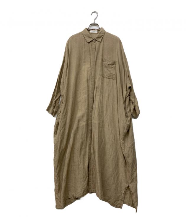 かぐれ ワンピース ベージュ かぐれ ウールコットンクルーネック