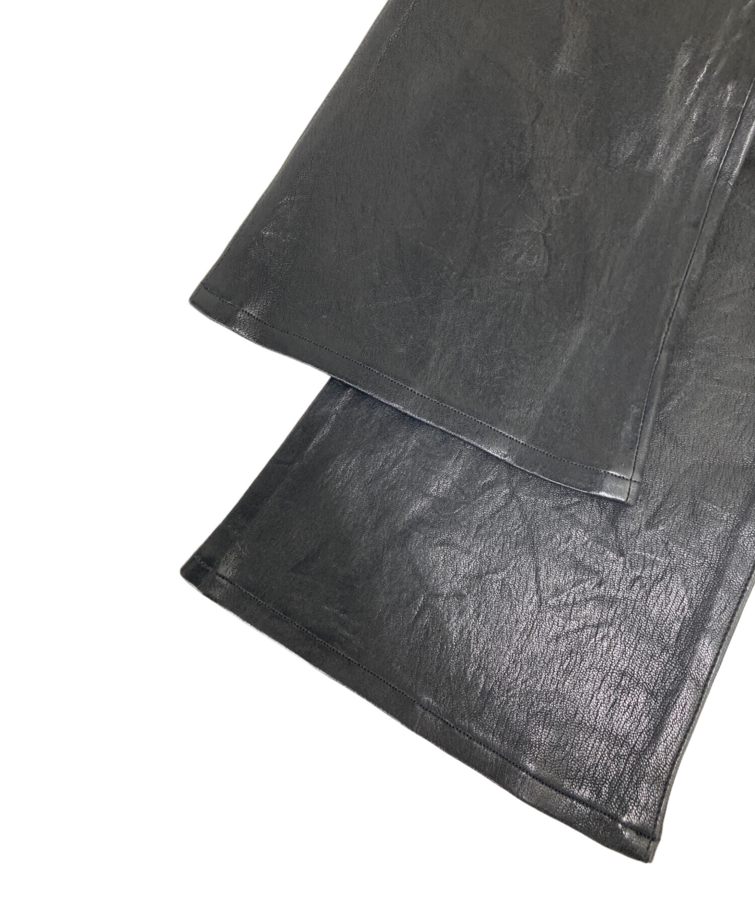 中古・古着通販】frame (フレイム) ラムレザーフレアパンツ ブラック