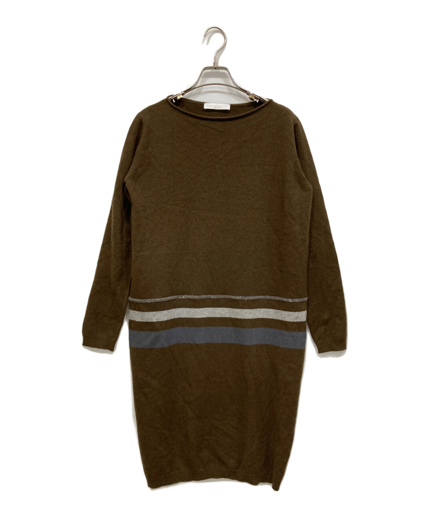 美品 ファビアナフィリッピ カシミヤ シルク混 長袖 ロング ニットワンピース FABIANA FILIPPI 快適さとサステナビリティを追求した 最高級の