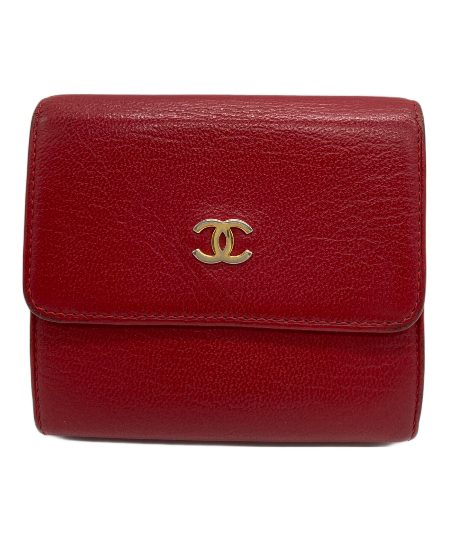 CHANEL 二つ折り財布 赤 中古・古着通販】CHANEL (シャネル) 2つ折り財布 レッド｜ブランド