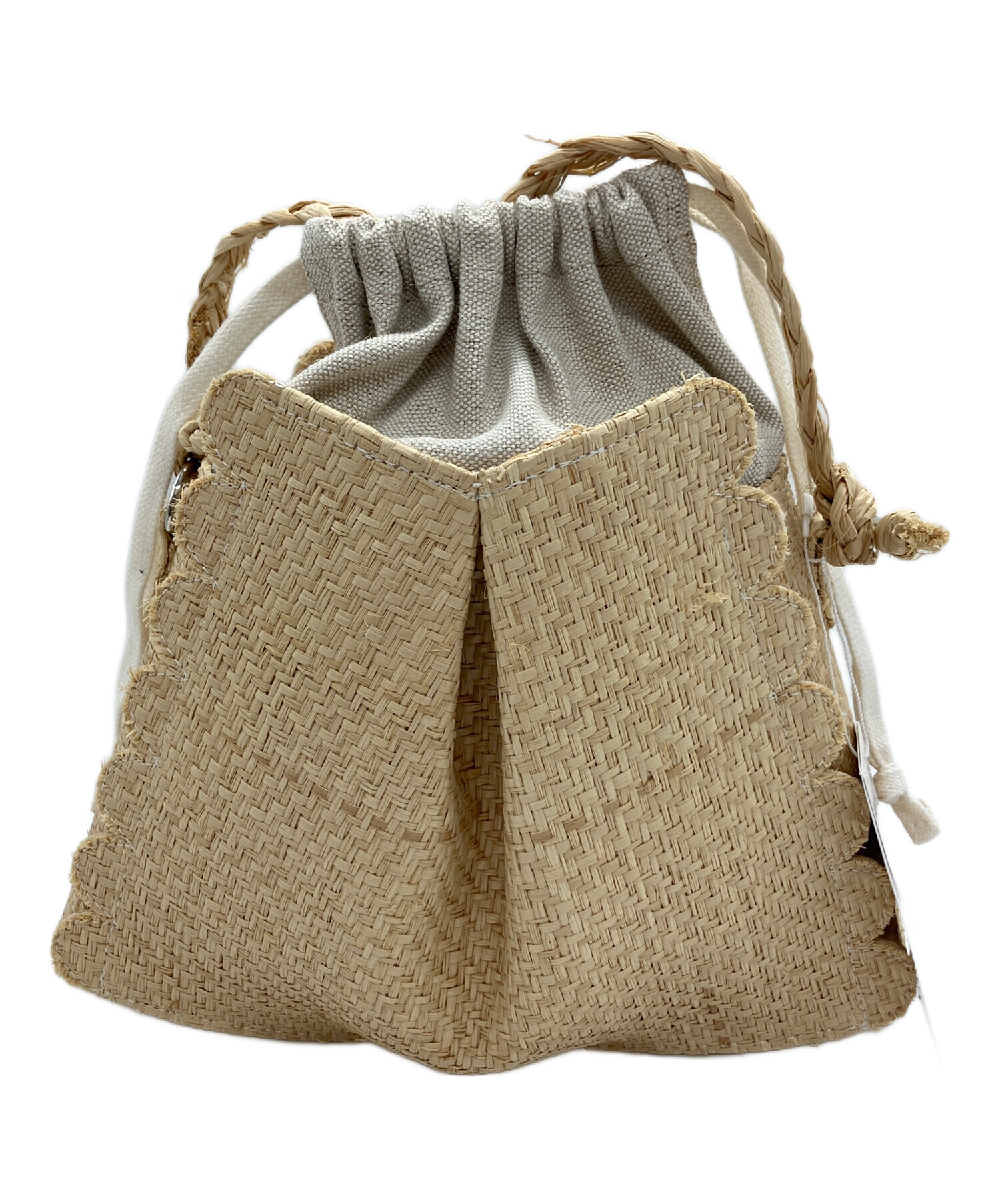 中古・古着通販】LUDLOW (ラドロー) ラフィア巾着バッグ ベージュ 未