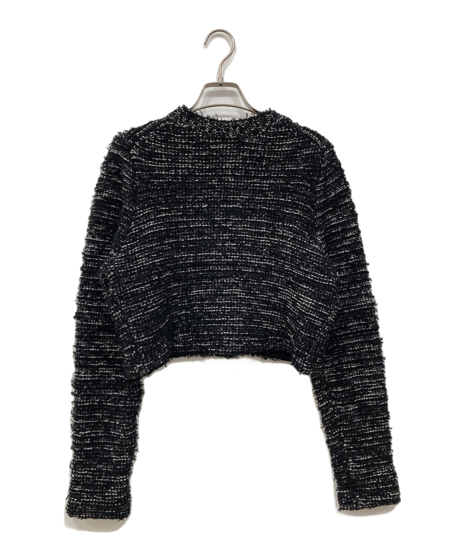MIESROHE(ミースロエ) カーディガン サイズONE SIZE レディース美品  - 黒 長袖/ラメ 中古・古着通販】MIESROHE (ミースロエ) ツイードニットカーディガン