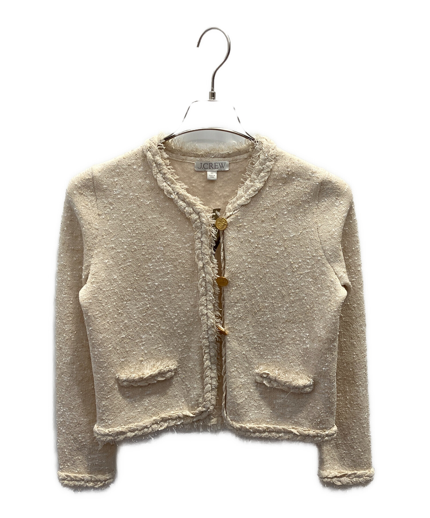 中古・古着通販】J.CREW (ジェイクルー) ノーカラーツイードジャケット 