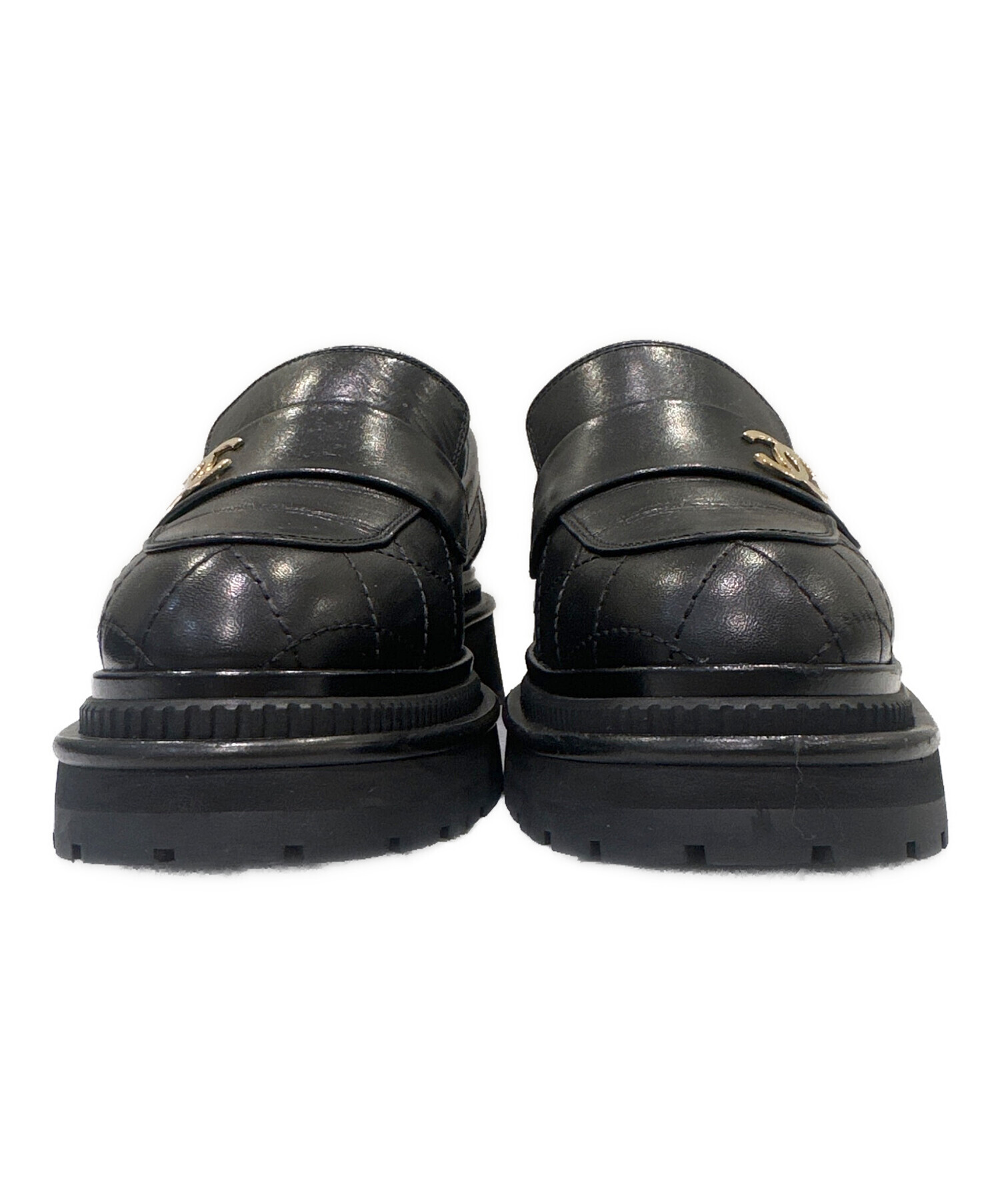 中古・古着通販】CHANEL (シャネル) レザーシューズ ブラック サイズ 