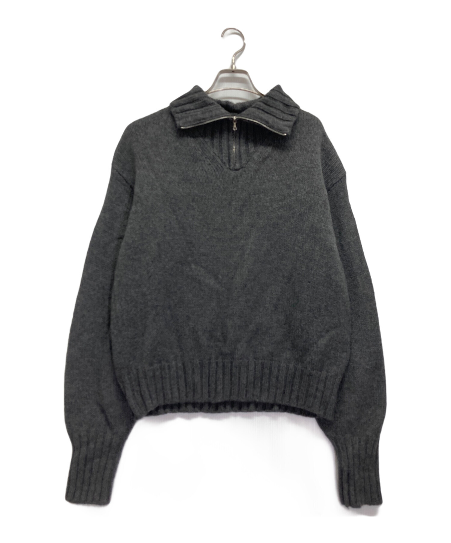 AURALEE フード付きセーター ダークグレー Auralee Wool Soft Cord Knit Pullover in Top Charcoal Curated at