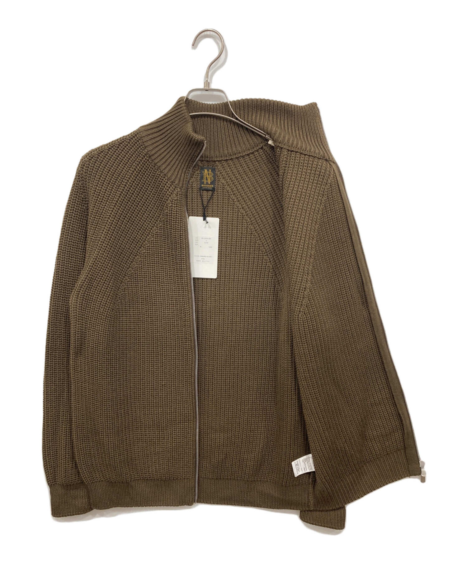 中古・古着通販】BATONER (バトナ―) SIGNATURE DRIVERS KNIT ブラウン 