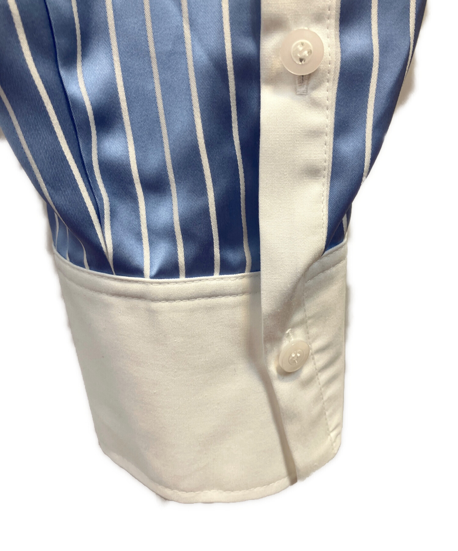 中古・古着通販】machatt (マチャット) ストライプヨークシャツ ブルー 