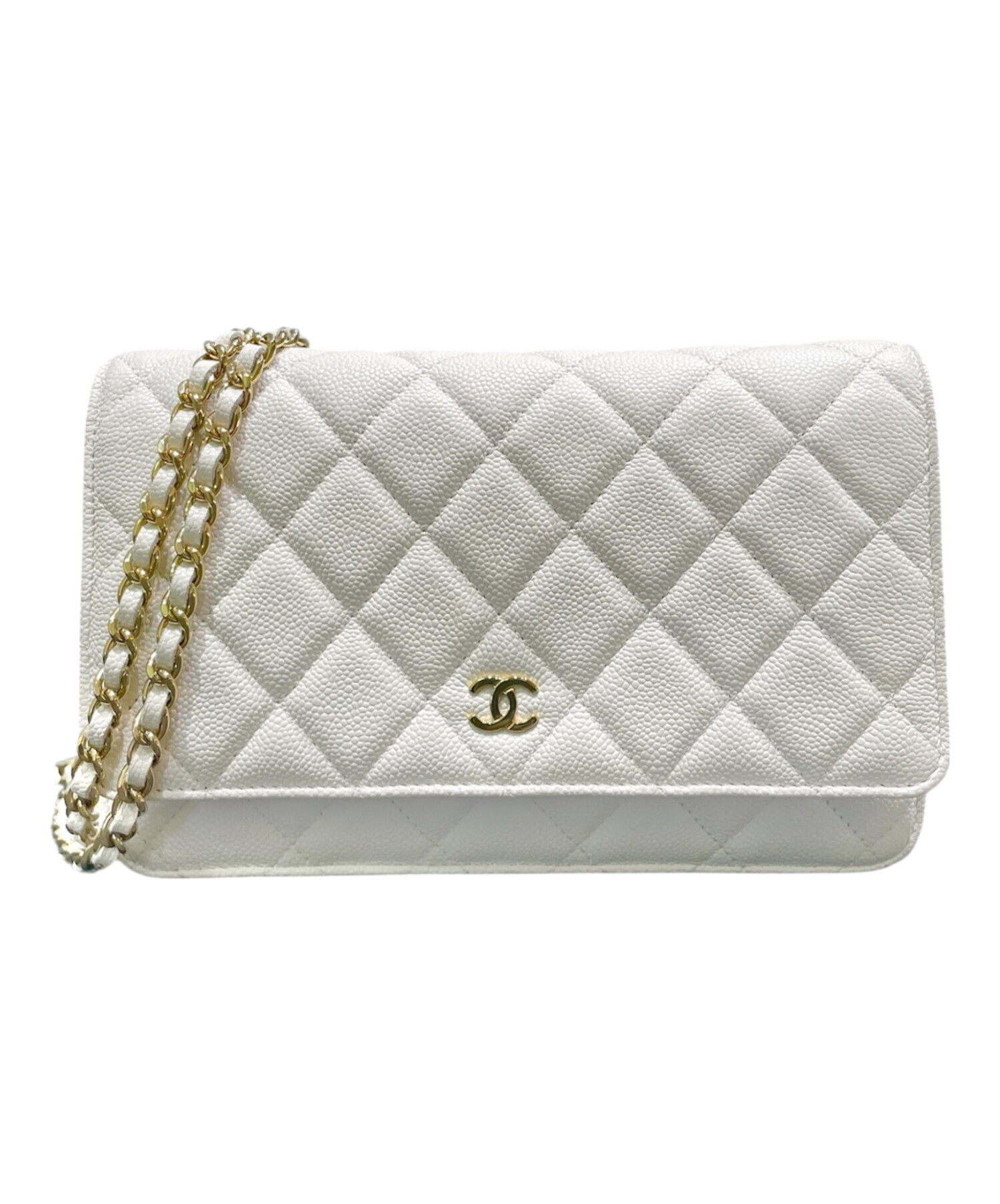 中古・古着通販】CHANEL (シャネル) キャビアスキンチェーンショルダー 