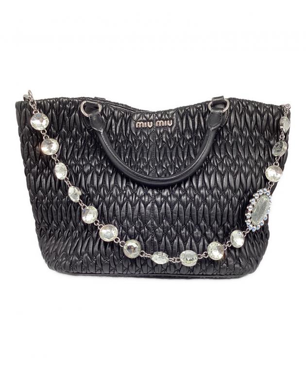 中古・古着通販】MIU MIU (ミュウミュウ) ナッパクリスタル ブラック