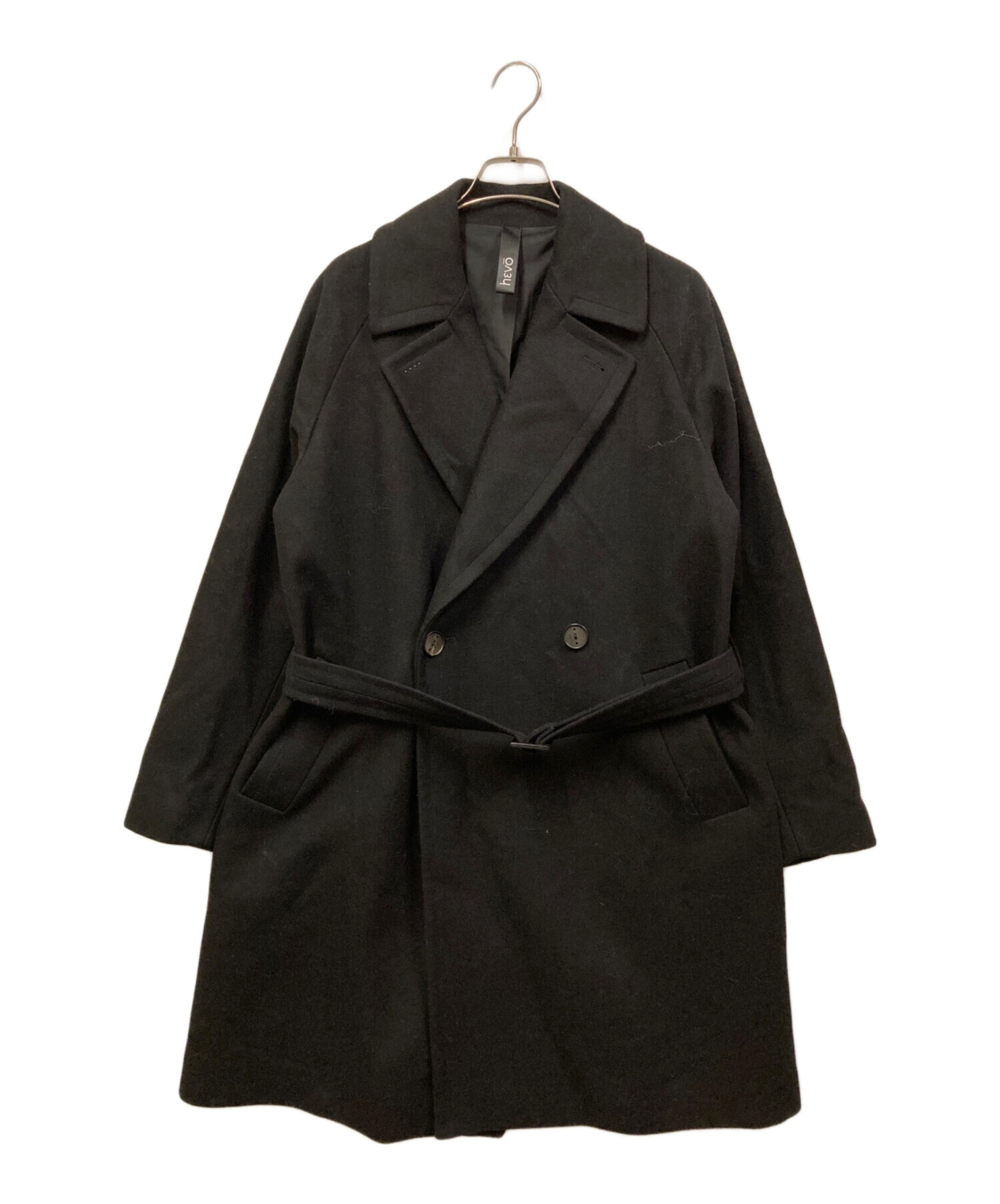 中古・古着通販】Hevo (イーヴォ) ダブルブレストベルテッドコート