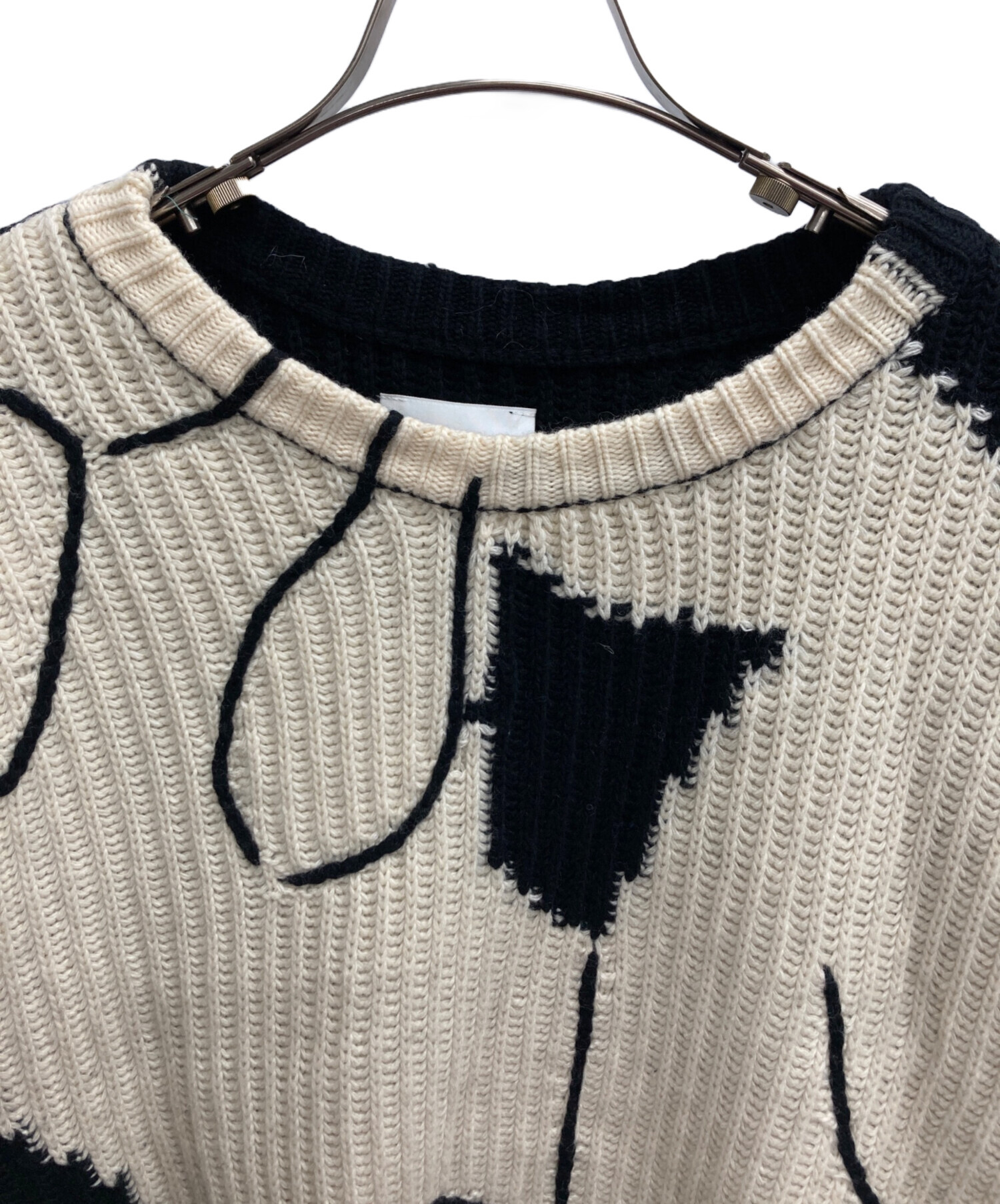 中古・古着通販】Ameri (アメリ) ABSTRUCT WOMAN PAINT KNIT ブラック