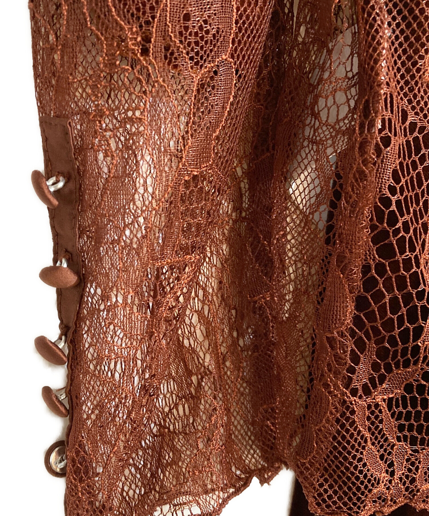 中古・古着通販】AMERI (アメリ) UND VELOUR HOLE LACE DRESS ブラウン 