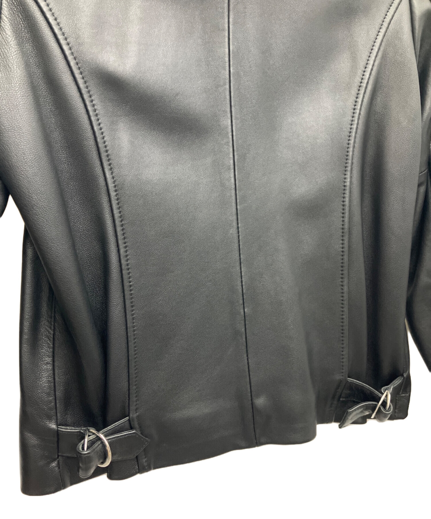 中古・古着通販】ROSSO (ロッソ) ノーカラーライダースジャケット 