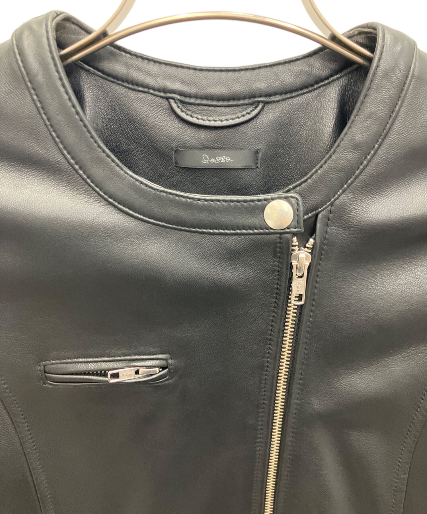 中古・古着通販】ROSSO (ロッソ) ノーカラーライダースジャケット 