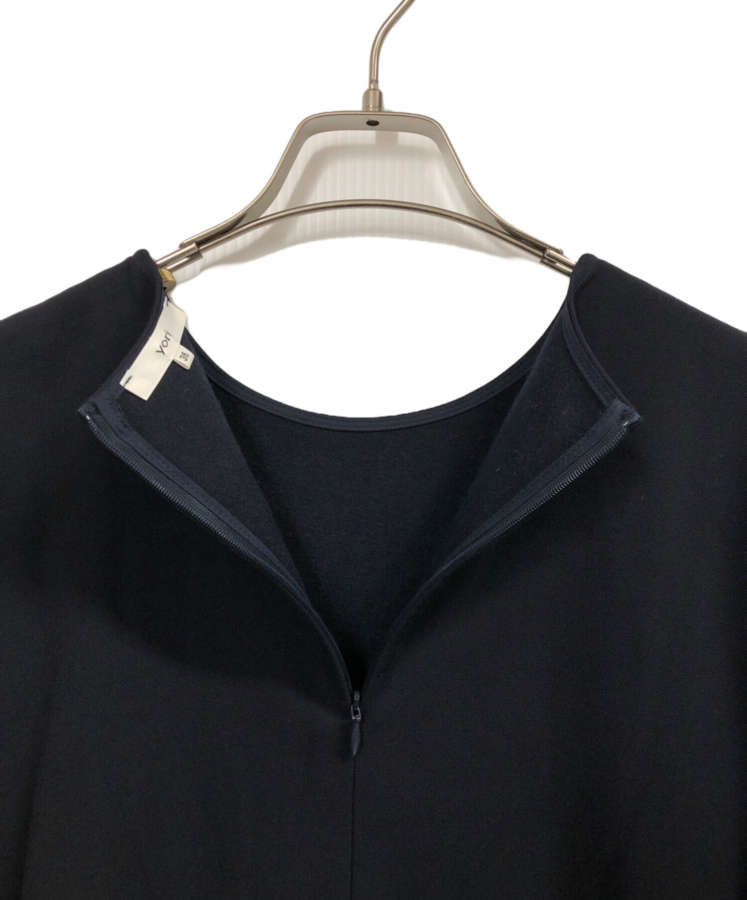 中古・古着通販】YORI (ヨリ) ソフト裏起毛フリルブラウス ネイビー