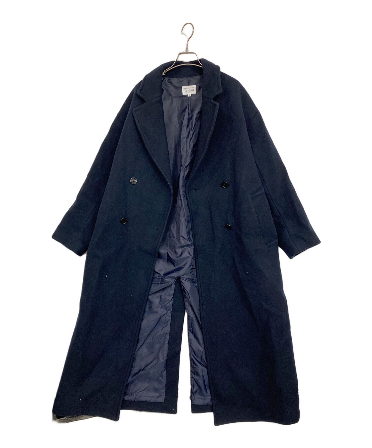 中古・古着通販】foufou (フーフー) メルトンダブルコート ネイビー