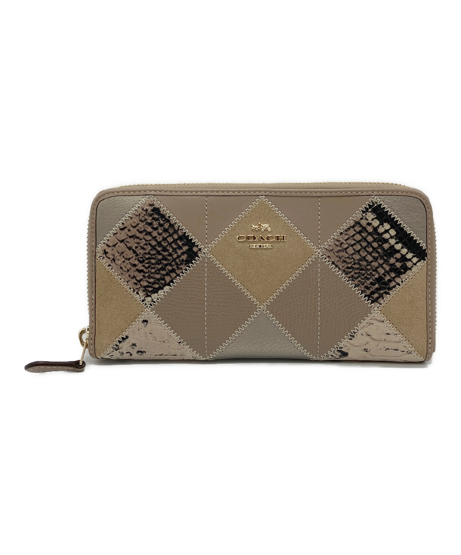 中古・古着通販】COACH (コーチ) ラウンドファスナー財布 ベージュ 
