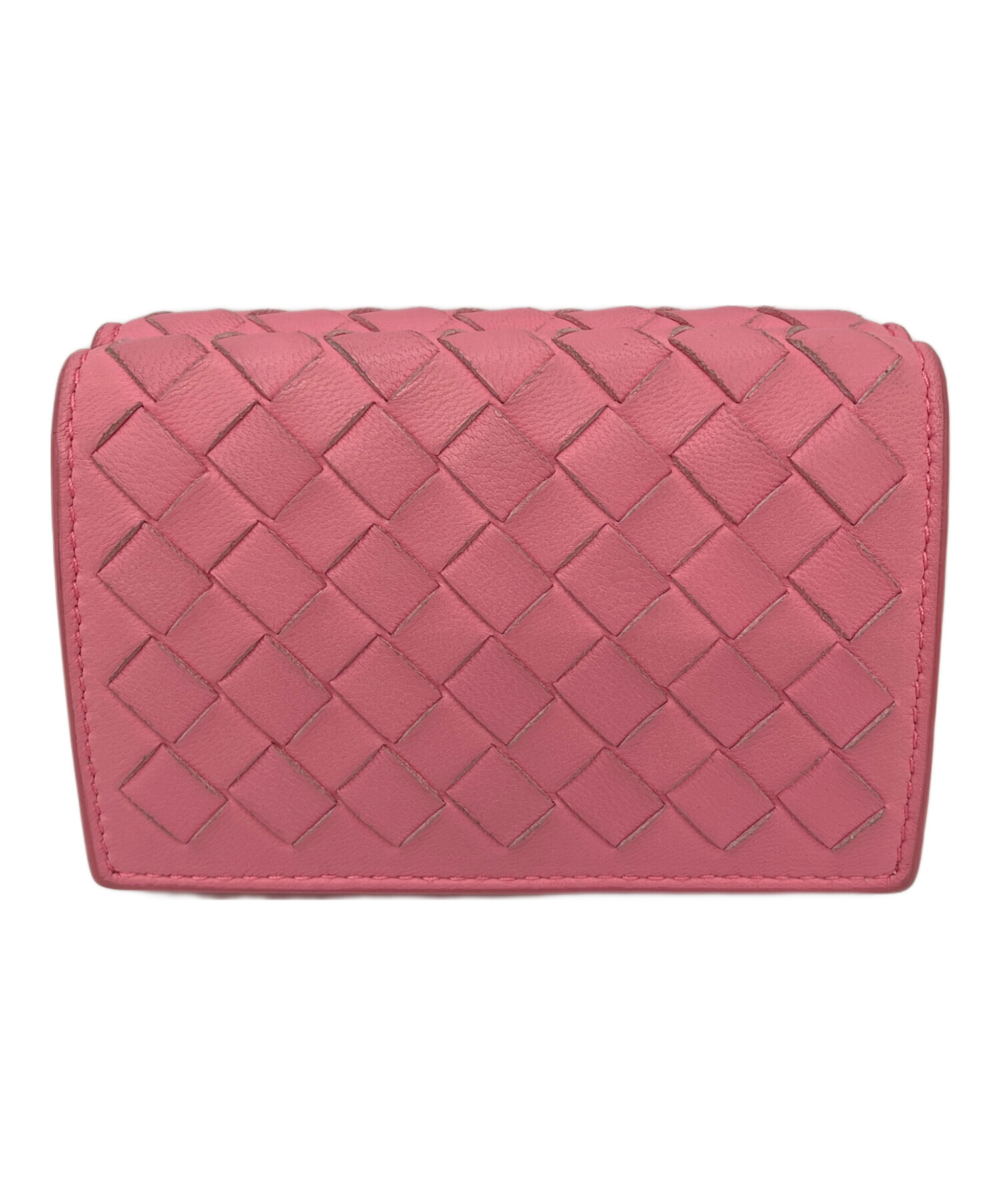 BOTTEGA VENETA カセットイントレチャート 三つ折り財布 ピンク 中古・古着通販】BOTTEGA VENETA (ボッテガベネタ) イントレチャート3
