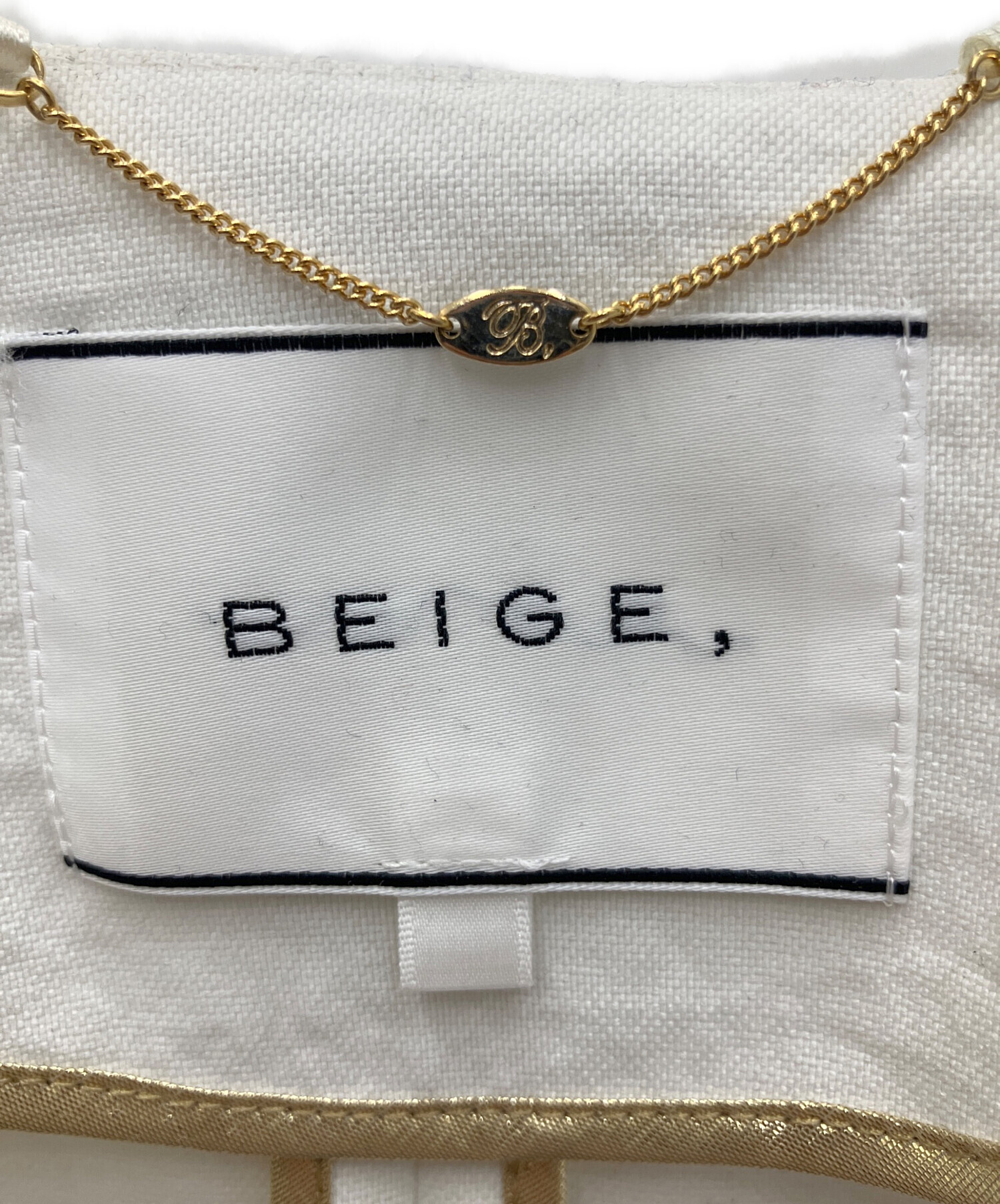 中古・古着通販】BEIGE (ベイジ) MARIE ノーカラージャケット ホワイト