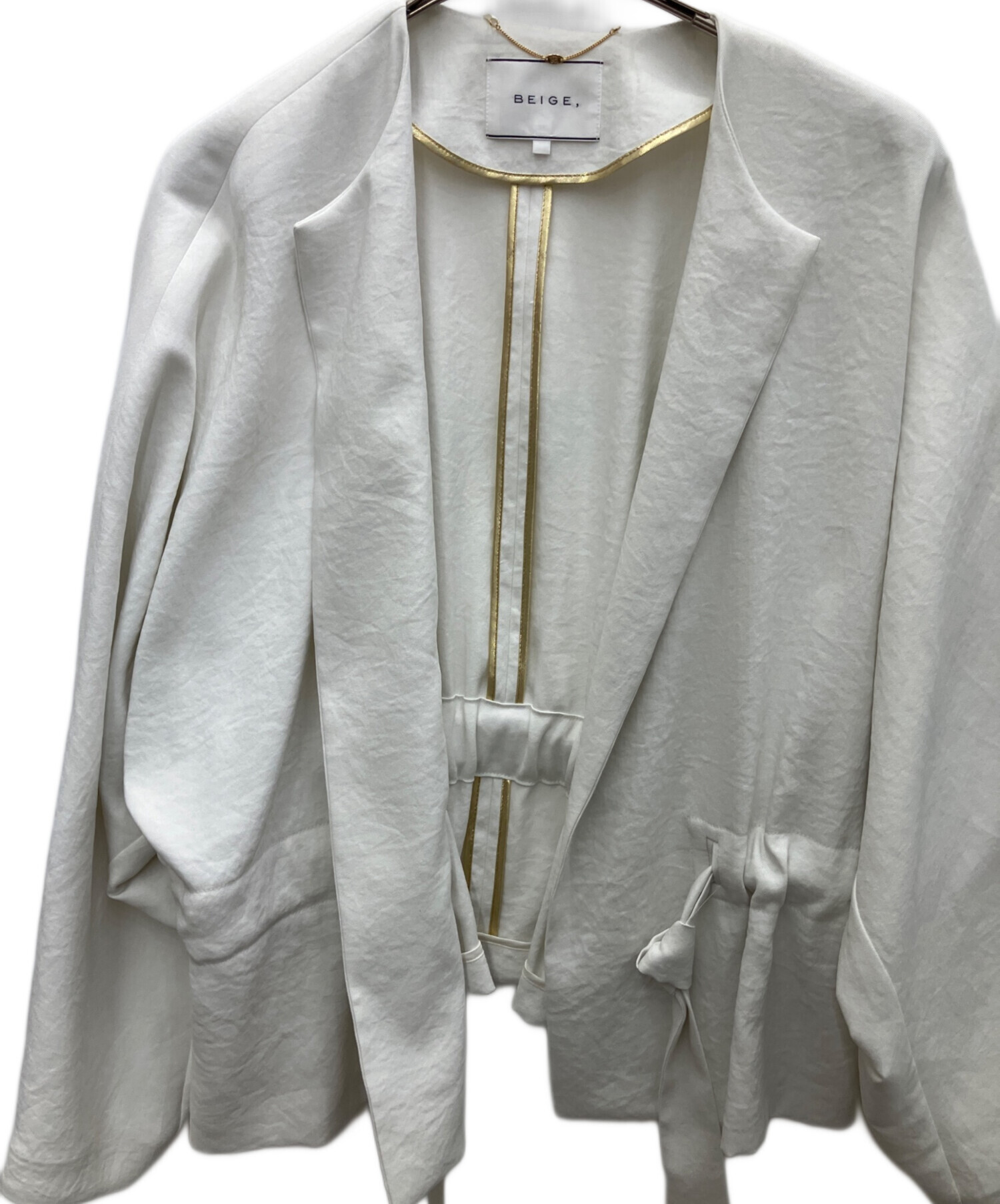 中古・古着通販】BEIGE (ベイジ) MARIE ノーカラージャケット ホワイト