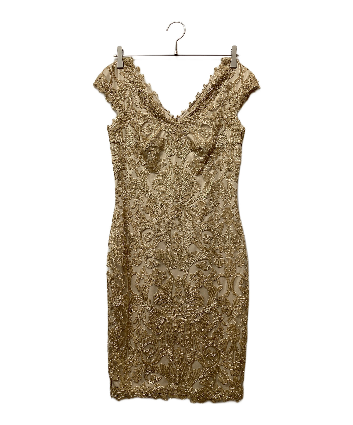 タダシショージ　ゴールド　ドレス 中古・古着通販】TADASHI SHOJI (タダシ ショージ) ドレス ベージュ