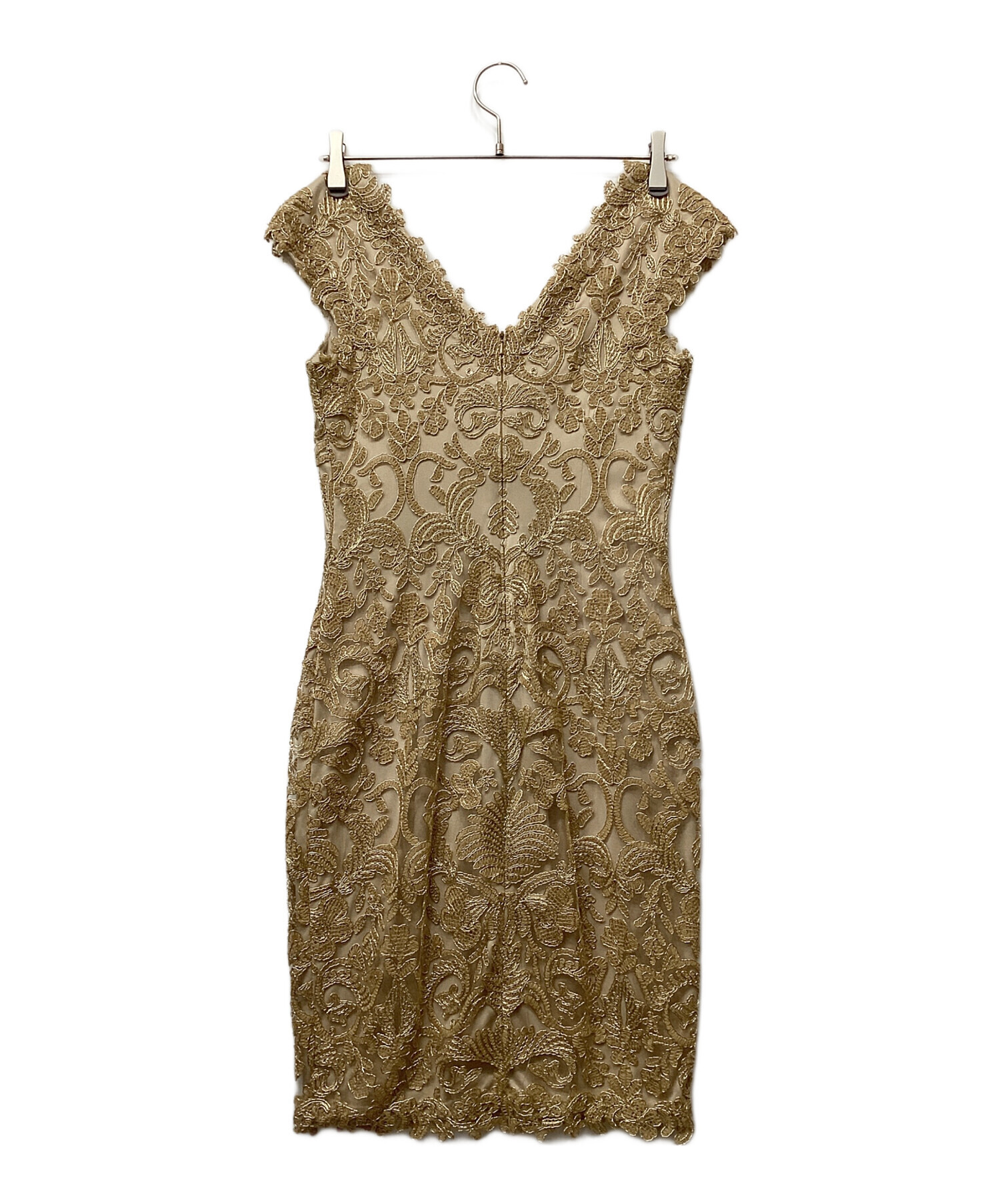 タダシショージ　ゴールド　ドレス 中古・古着通販】TADASHI SHOJI (タダシ ショージ) ドレス ベージュ